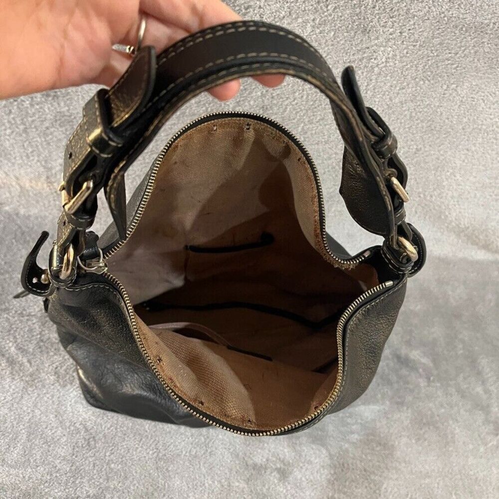 VTG Dooney & Bourke Womens Dillen Large Shoulder Hobo Bag Black Pebbled Leather - Picture 4 of 16